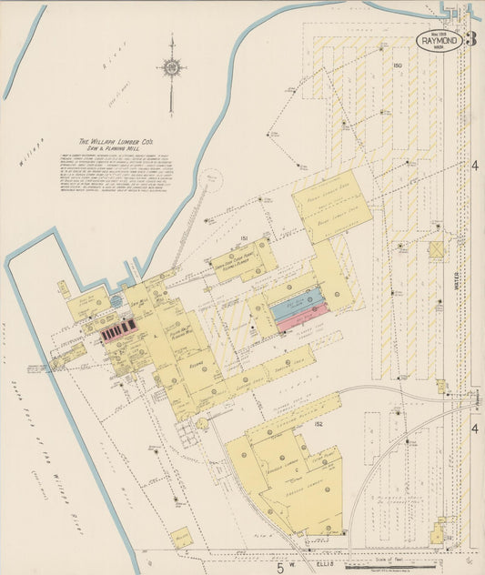 Sanborn Fire Insurance Map from Raymond, Pacific County, Washington (1919), Sheet #0003 - Historic Sanborn Fire Insurance Map Print, vintage old map wall art, antique decor, genealogy gift, Washington Washington map
