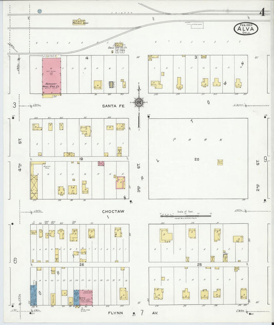 Sanborn Fire Insurance Map from Alva, Woods County, Oklahoma (1920), Sheet #0004 - Historic Sanborn Fire Insurance Map Print, vintage old map wall art, antique decor, genealogy gift, Oklahoma Oklahoma map