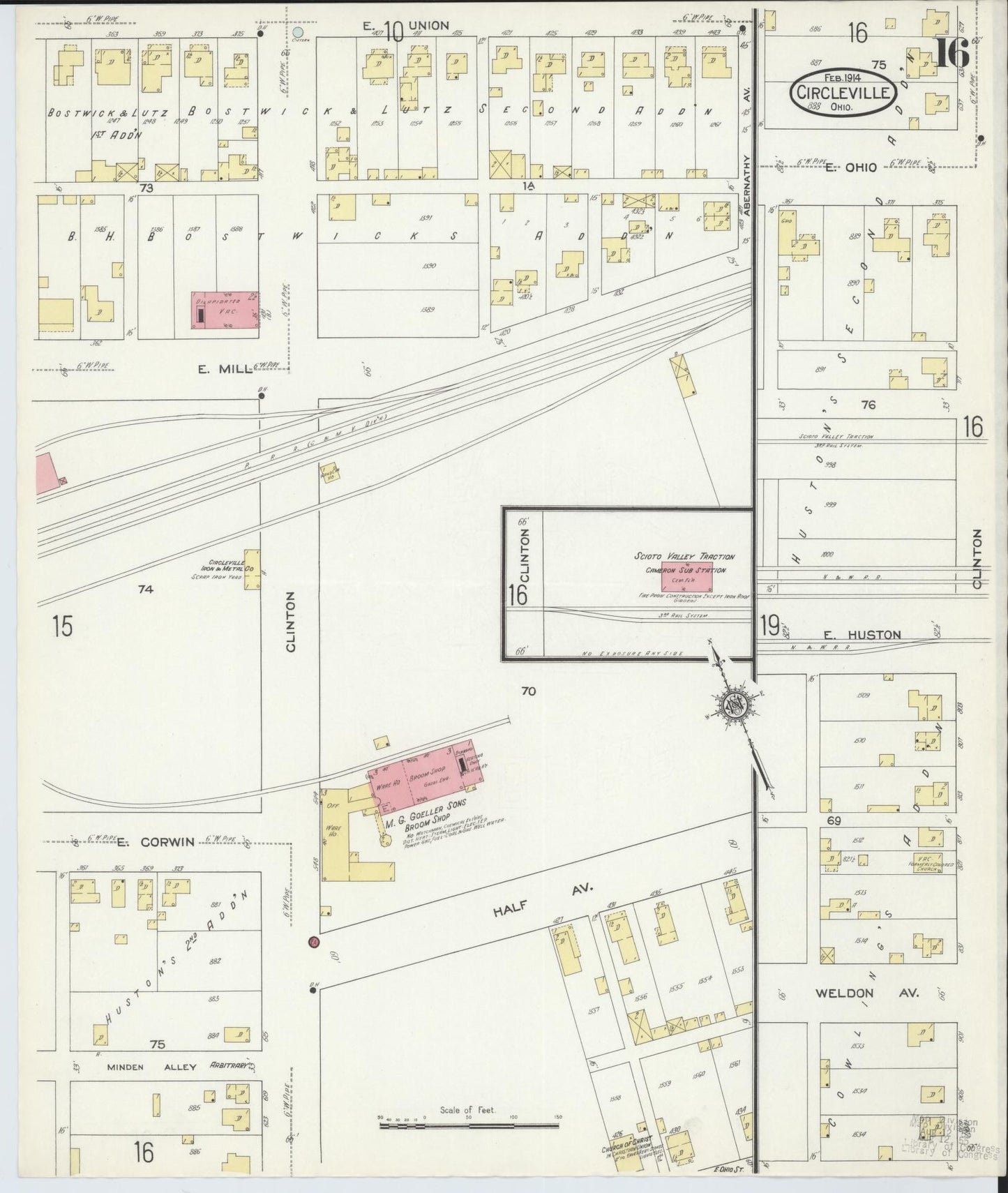Sanborn Fire Insurance Map from Circleville, Pickaway County, Ohio (1914), Sheet #0016 - Historic Sanborn Fire Insurance Map Print, vintage old map wall art, antique decor, genealogy gift, Ohio Ohio map