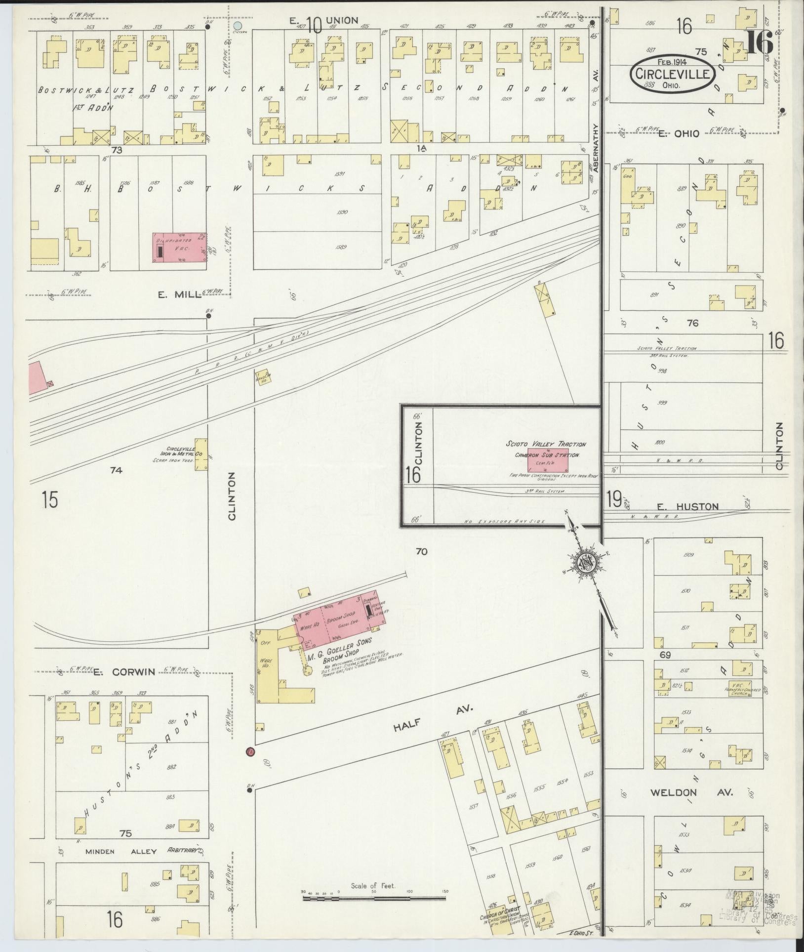 Sanborn Fire Insurance Map from Circleville, Pickaway County, Ohio (1914), Sheet #0016 - Historic Sanborn Fire Insurance Map Print, vintage old map wall art, antique decor, genealogy gift, Ohio Ohio map