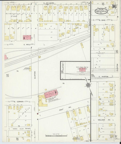 Sanborn Fire Insurance Map from Circleville, Pickaway County, Ohio (1914), Sheet #0016 - Historic Sanborn Fire Insurance Map Print, vintage old map wall art, antique decor, genealogy gift, Ohio Ohio map