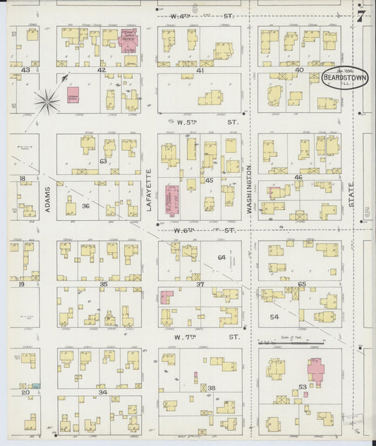 Sanborn Fire Insurance Map from Beardstown, Cass County, Illinois (1894), Sheet #0007 - Historic Sanborn Fire Insurance Map Print, vintage old map wall art, antique decor, genealogy gift, Illinois Illinois map