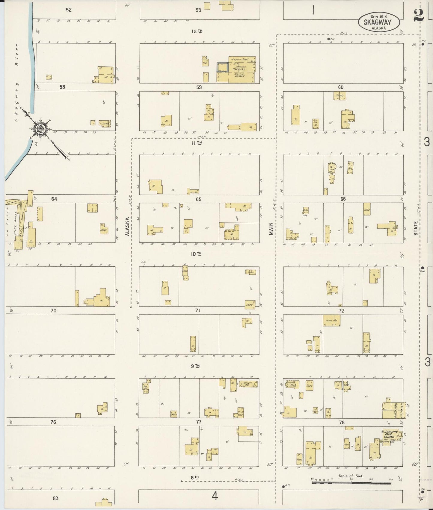 skagway-yakutat census division, Alaska - 1914 - Sanborn Fire Insurance Map, Sheet 0002 - Historic Sanborn Fire Insurance Map Print, skagway-yakutat census division Alaska 1914 0002 vintage old map wall art
