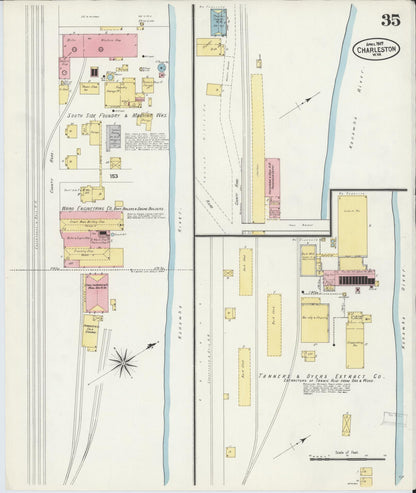 Sanborn Fire Insurance Map from Charleston, Kanawha County, West Virginia (1907), Sheet #0035 - Complete Map Set gallery image, historic Sanborn map, vintage wall art, West Virginia West Virginia