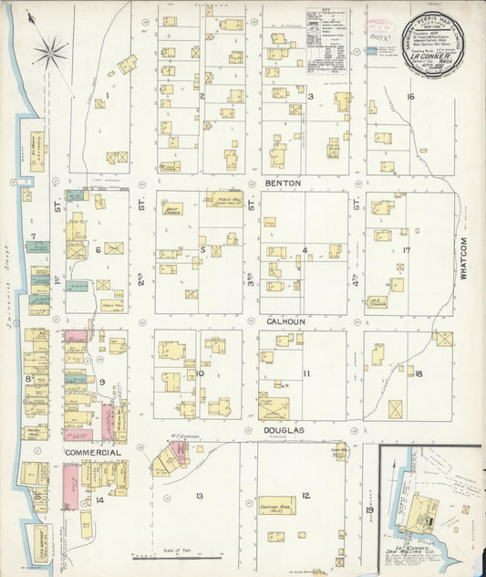 Sanborn Fire Insurance Map from La Conner, Skagit County, Washington (1892), Sheet #0001 - Historic Sanborn Fire Insurance Map Print, vintage old map wall art, antique decor, genealogy gift, Washington Washington map