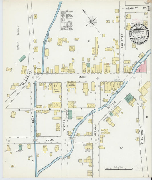 Sanborn Fire Insurance Map from Dushore, Sullivan County, Pennsylvania (1892), Sheet #0001 - Historic Sanborn Fire Insurance Map Print, vintage old map wall art, antique decor, genealogy gift, Pennsylvania Pennsylvania map