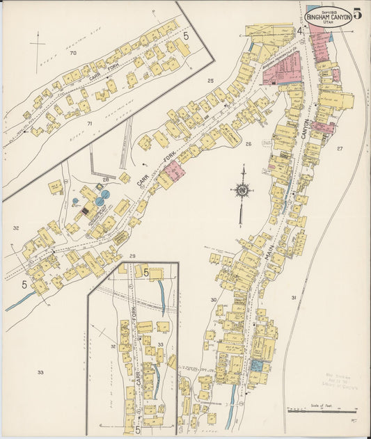 Sanborn Fire Insurance Map from Bingham Canyon, Salt Lake County, Utah (1913), Sheet #0005 - Historic Sanborn Fire Insurance Map Print, vintage old map wall art, antique decor, genealogy gift, Utah Utah map