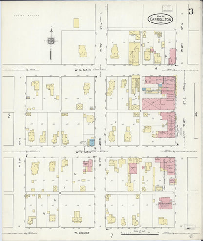 Sanborn Fire Insurance Map from Carrollton, Greene County, Illinois (1914), Sheet #0003 - Complete Map Set gallery image, historic Sanborn map, vintage wall art, Illinois Illinois