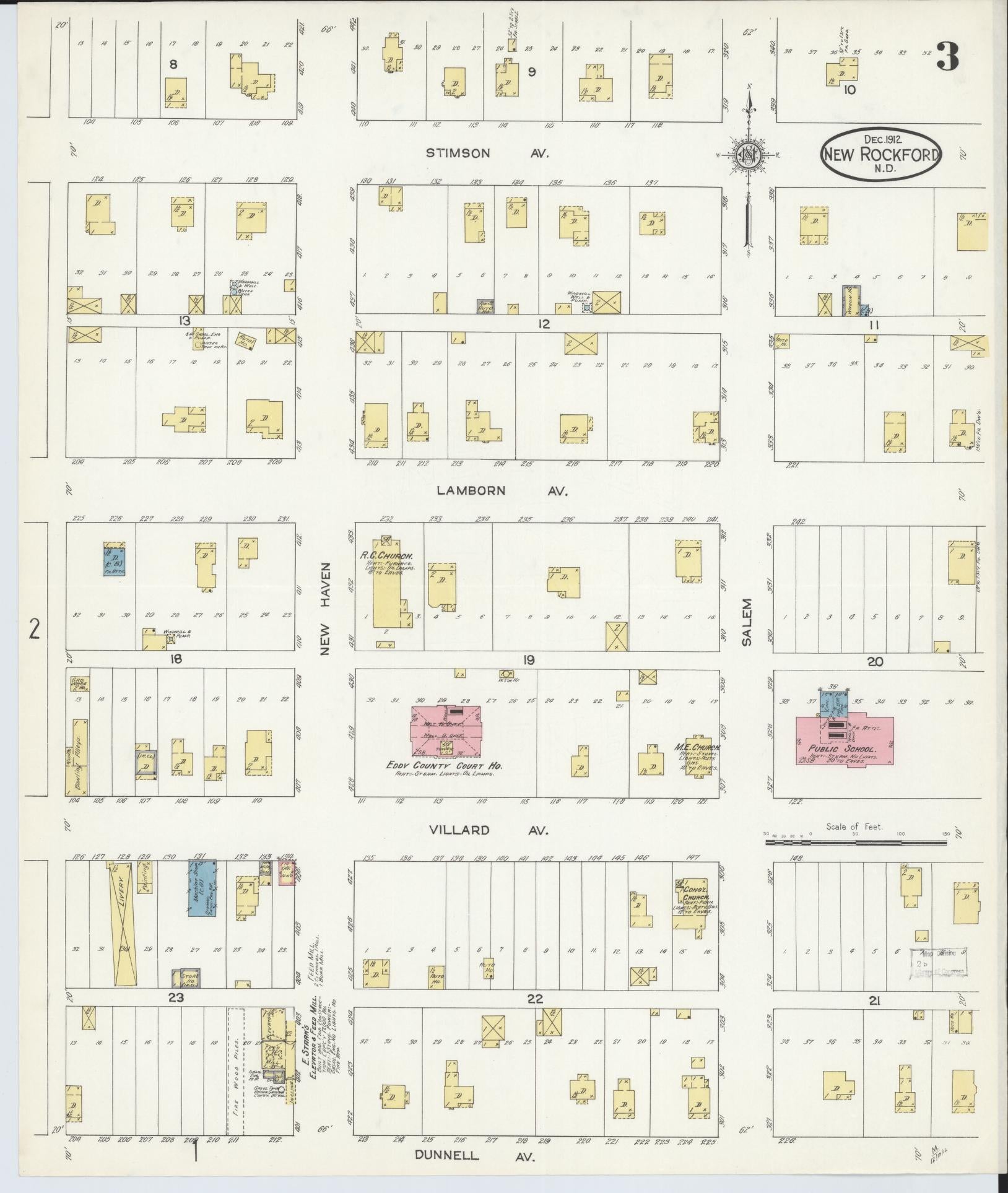 Sanborn Fire Insurance Map from New Rockford, Eddy County, North Dakota (1912), Sheet #0003 - Historic Sanborn Fire Insurance Map Print, vintage old map wall art, antique decor, genealogy gift, North Dakota North Dakota map