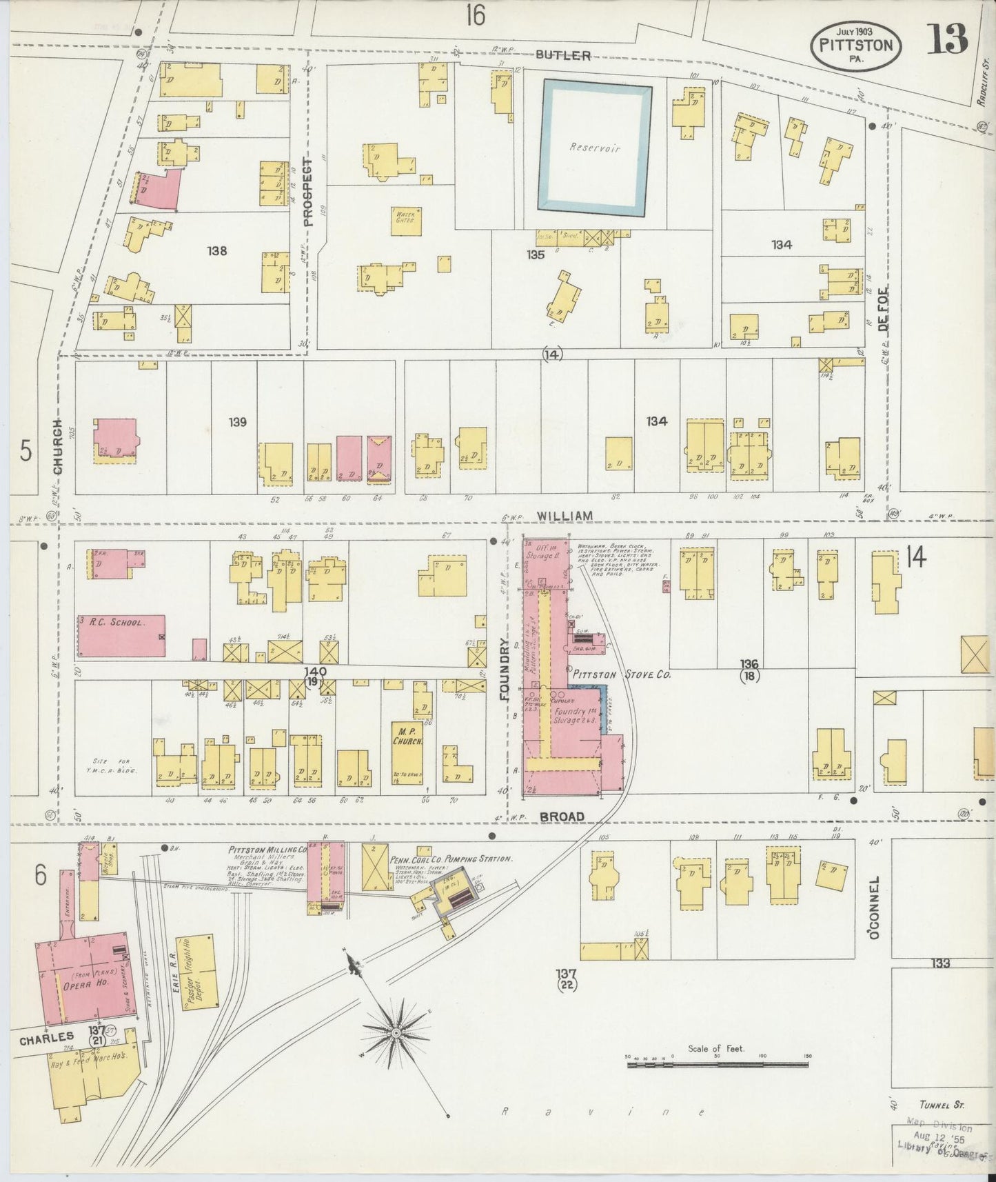 Sanborn Fire Insurance Map from Pittston, Luzerne County, Pennsylvania (1903), Sheet #0013 - Complete Map Set gallery image, historic Sanborn map, vintage wall art, Pennsylvania Pennsylvania