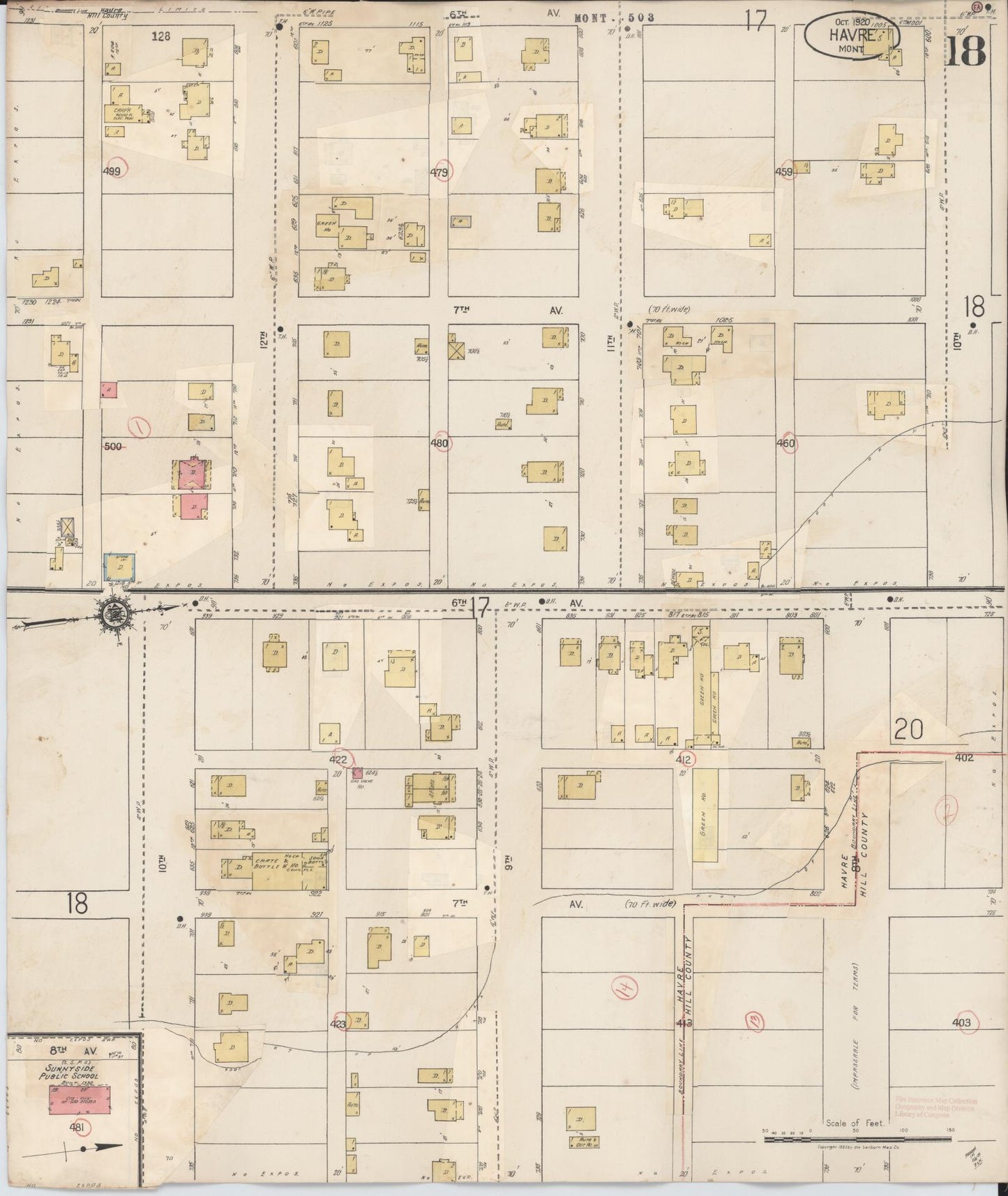 Sanborn Fire Insurance Map from Havre, Hill County, Montana (1943), Sheet #0018 - Complete Map Set gallery image, historic Sanborn map, vintage wall art, Montana Montana