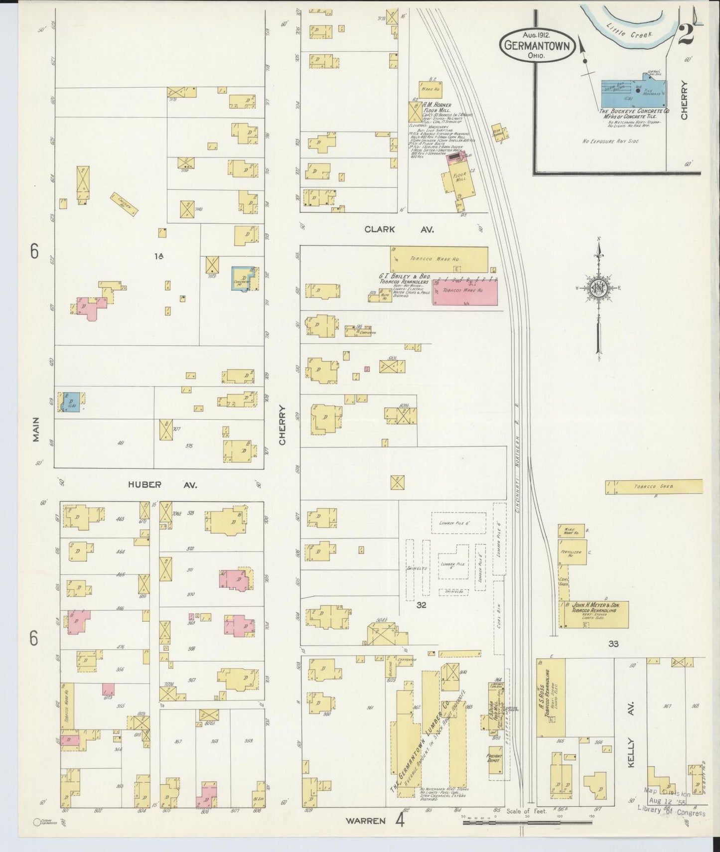 Sanborn Fire Insurance Map from Germantown, Montgomery County, Ohio (1912), Sheet #0002 - Complete Map Set gallery image, historic Sanborn map, vintage wall art, Ohio Ohio