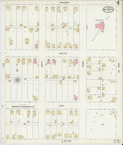 Sanborn Fire Insurance Map from Milford, Kosciusko County, Indiana (1897), Sheet #0004 - Complete Map Set gallery image, historic Sanborn map, vintage wall art, Indiana Indiana
