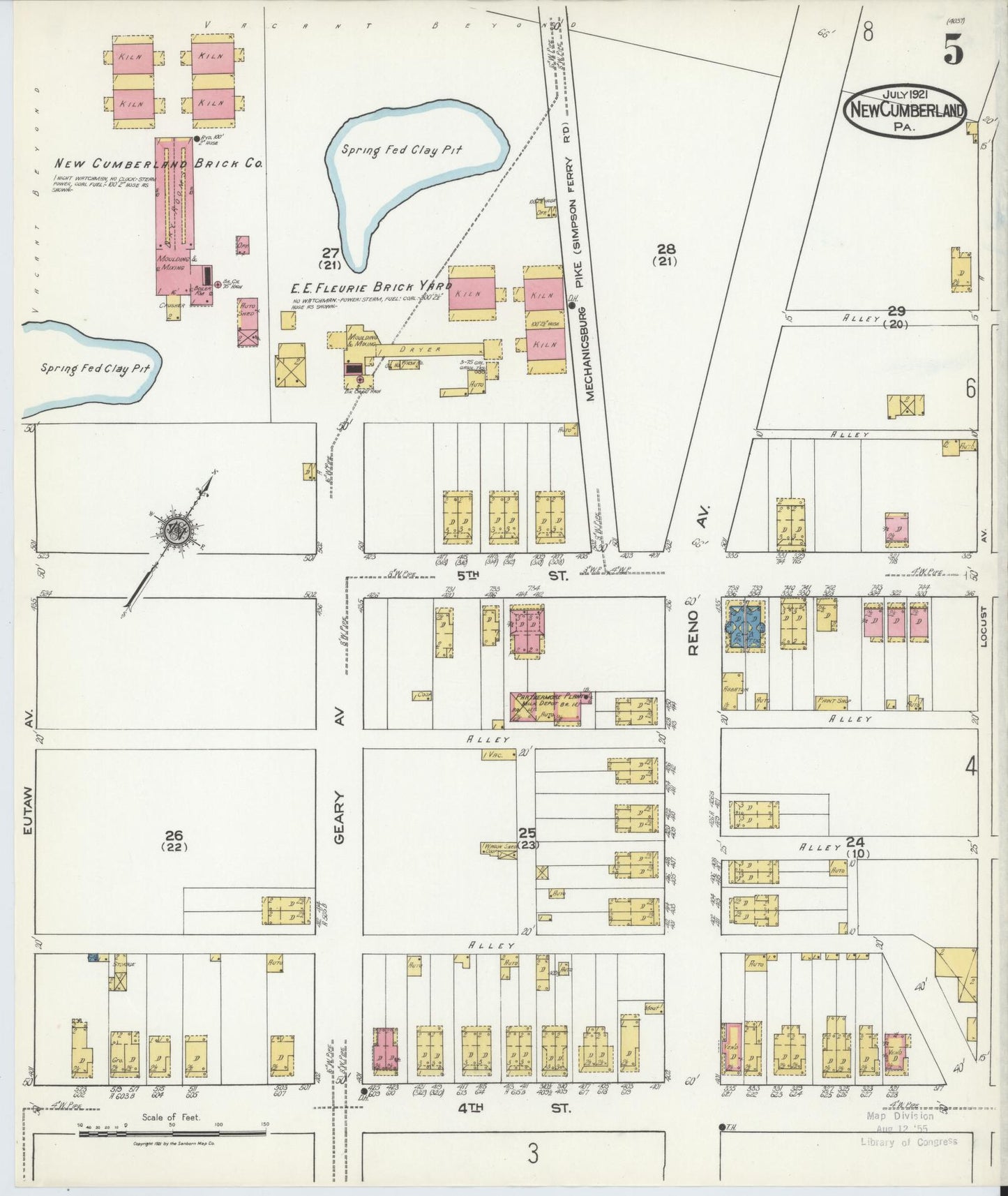 Sanborn Fire Insurance Map from New Cumberland, Cumberland County, Pennsylvania (1921), Sheet #0005 - Complete Map Set gallery image, historic Sanborn map, vintage wall art, Pennsylvania Pennsylvania