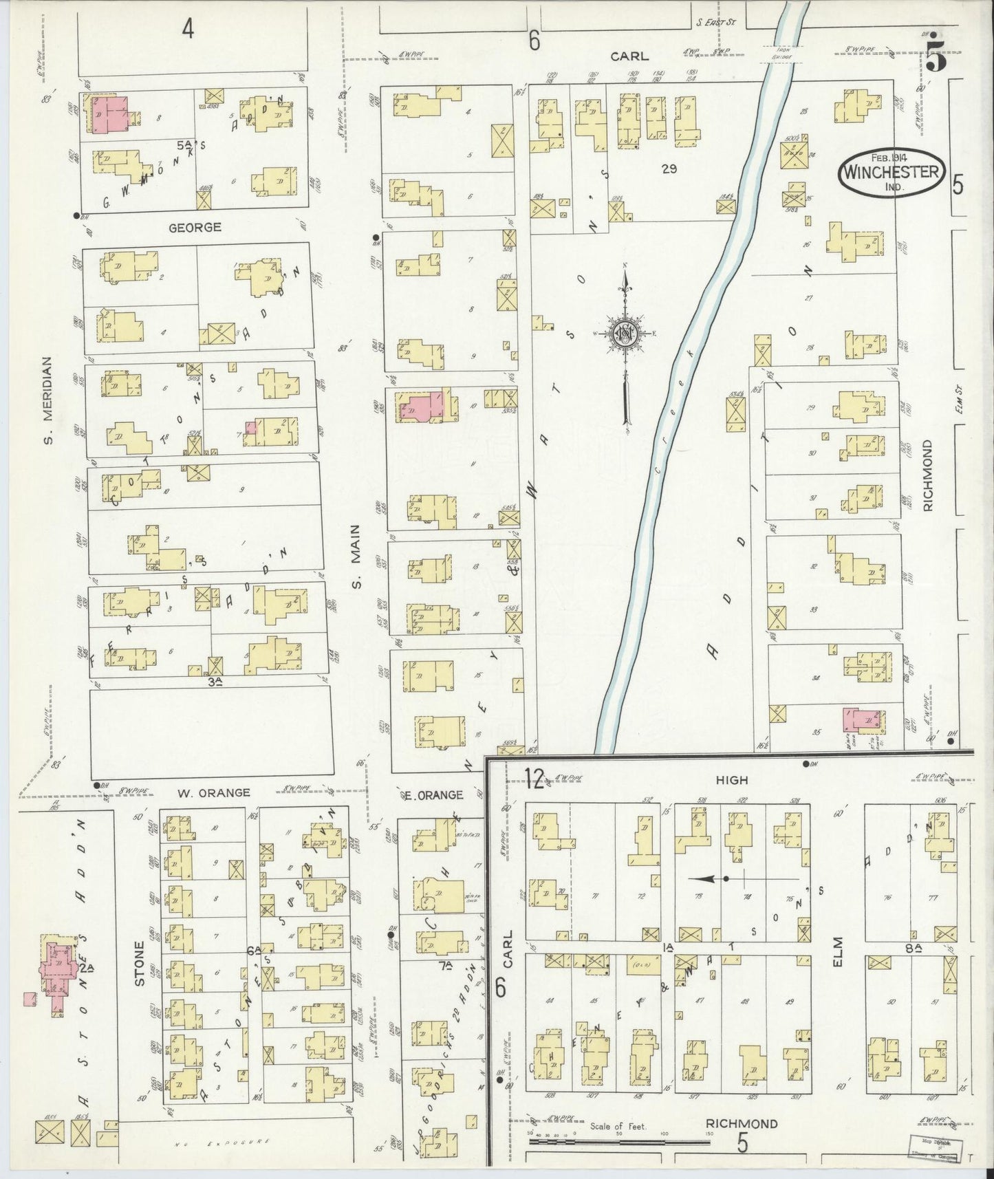 Sanborn Fire Insurance Map from Winchester, Randolph County, Indiana (1914), Sheet #0005 - Complete Map Set gallery image, historic Sanborn map, vintage wall art, Indiana Indiana