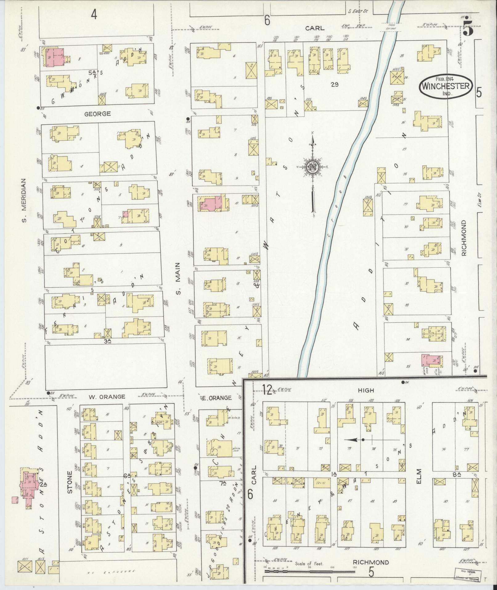 Sanborn Fire Insurance Map from Winchester, Randolph County, Indiana (1914), Sheet #0005 - Complete Map Set gallery image, historic Sanborn map, vintage wall art, Indiana Indiana
