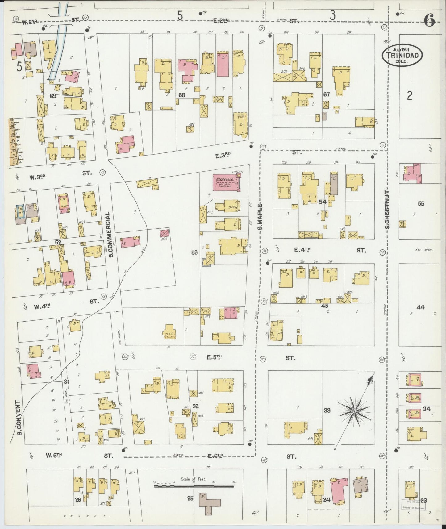 Sanborn Fire Insurance Map from Trinidad, Las Animas County, Colorado (1901), Sheet #0006 - Complete Map Set gallery image, historic Sanborn map, vintage wall art, Colorado Colorado