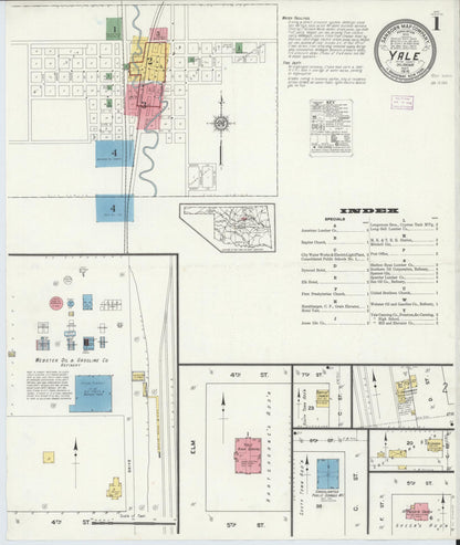 Sanborn Fire Insurance Map from Yale, Payne County, Oklahoma (1916), Sheet #0001 - Complete Map Set gallery image, historic Sanborn map, vintage wall art, Oklahoma Oklahoma