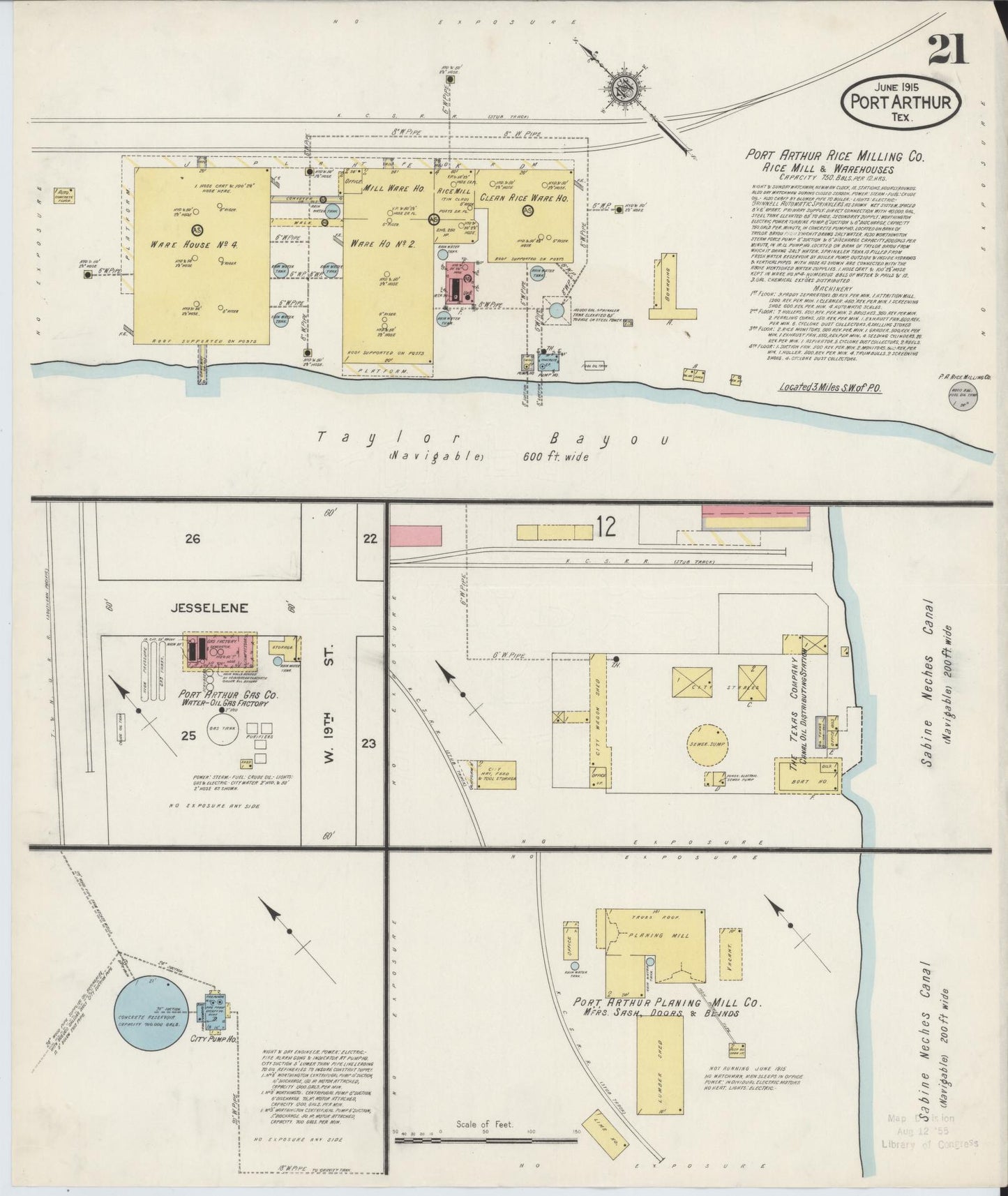 Sanborn Fire Insurance Map from Port Arthur, Jefferson County, Texas (1915), Sheet #0021 - Complete Map Set gallery image, historic Sanborn map, vintage wall art, Texas Texas