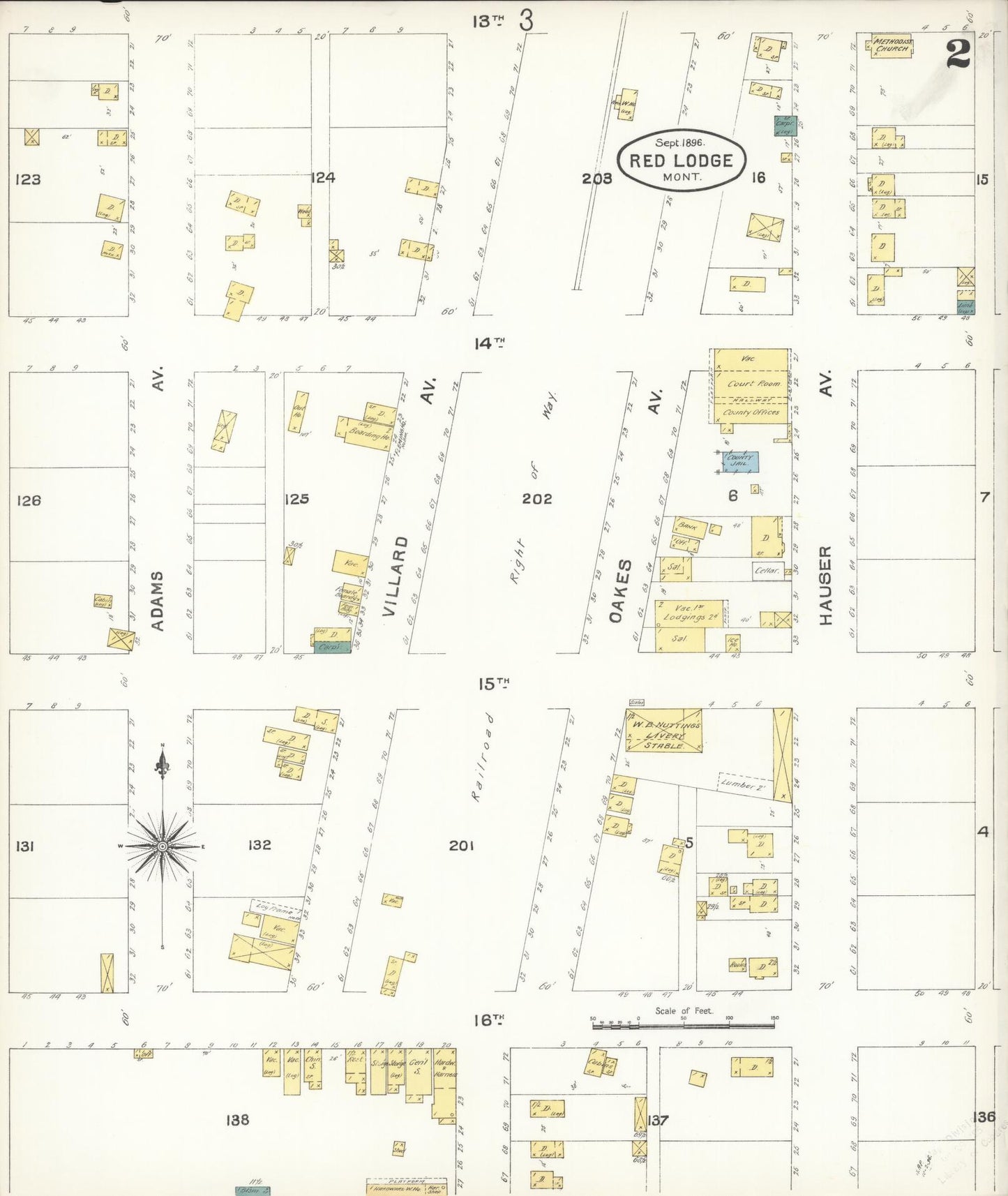 Sanborn Fire Insurance Map from Red Lodge, Carbon County, Montana (1896), Sheet #0002 - Complete Map Set gallery image, historic Sanborn map, vintage wall art, Montana Montana