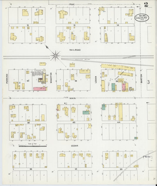 Sanborn Fire Insurance Map from Calvert, Robertson County, Texas (1906), Sheet #0002 - Historic Sanborn Fire Insurance Map Print, vintage old map wall art, antique decor, genealogy gift, Texas Texas map