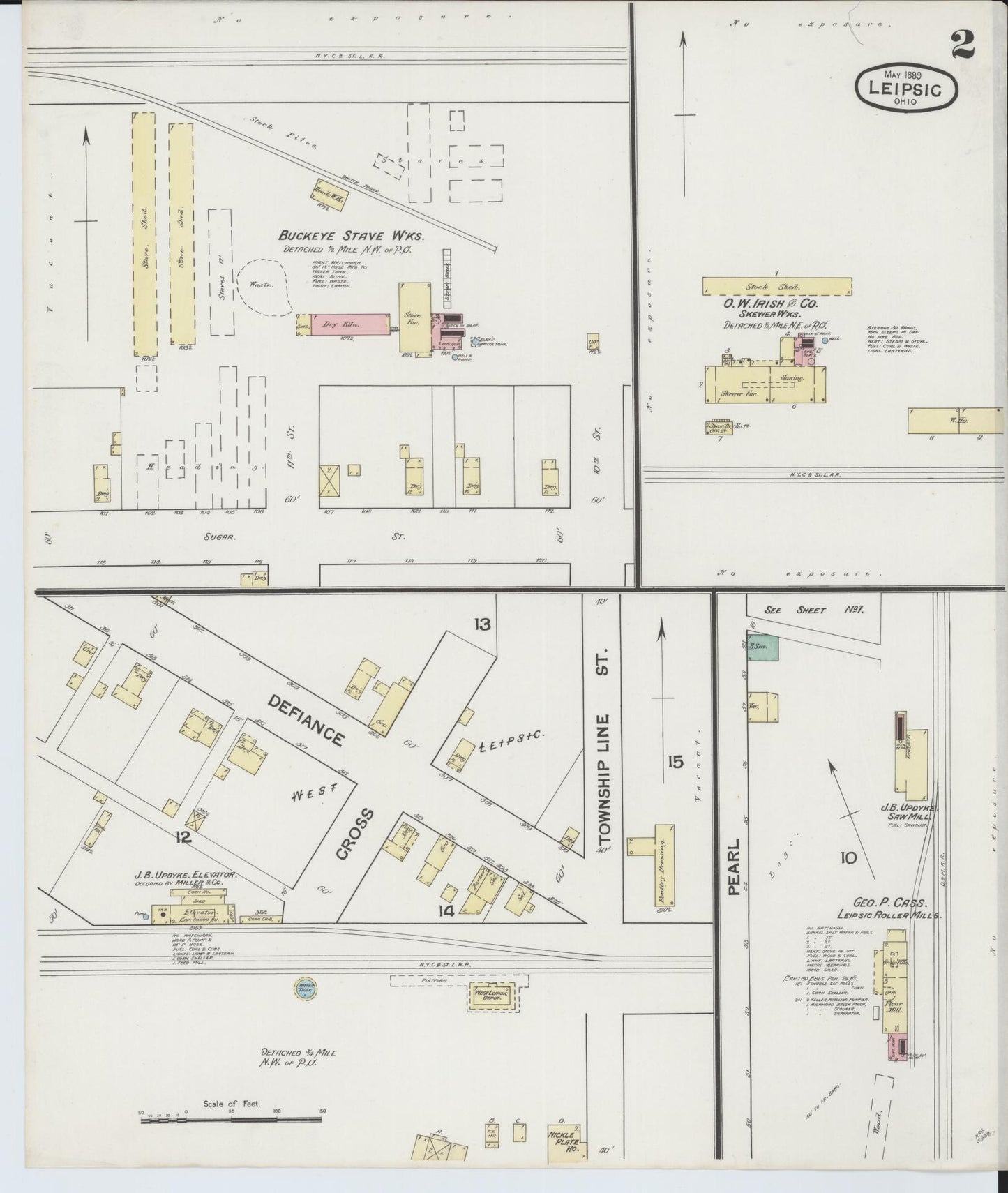 Sanborn Fire Insurance Map from Leipsic, Putnam County, Ohio (1889), Sheet #0002 - Historic Sanborn Fire Insurance Map Print, vintage old map wall art, antique decor, genealogy gift, Ohio Ohio map