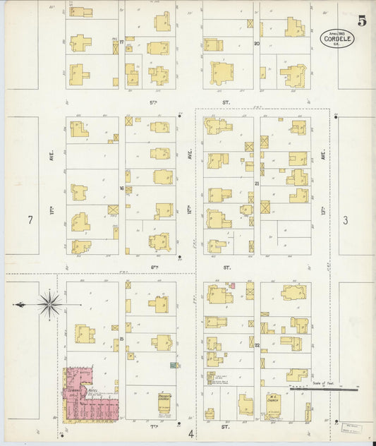 Sanborn Fire Insurance Map from Cordele, Crisp County, Georgia (1903), Sheet #0005 - Historic Sanborn Fire Insurance Map Print, vintage old map wall art, antique decor, genealogy gift, Georgia Georgia map