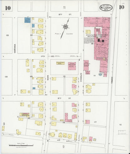 Sanborn Fire Insurance Map from Wellsburg, Brooke County, West Virginia (1923), Sheet #0010 - Complete Map Set gallery image, historic Sanborn map, vintage wall art, West Virginia West Virginia