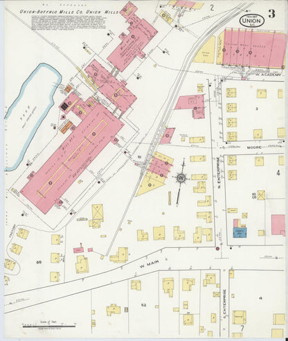 Sanborn Fire Insurance Map from Union, Union County, South Carolina (1917), Sheet #0003 - Complete Map Set gallery image, historic Sanborn map, vintage wall art, South Carolina South Carolina