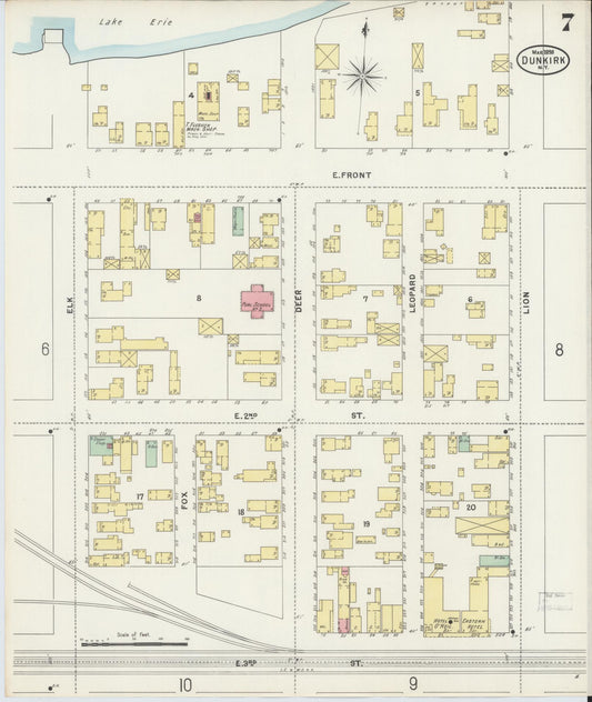 Sanborn Fire Insurance Map from Dunkirk, Chautauqua County, New York (1898), Sheet #0007 - Historic Sanborn Fire Insurance Map Print, vintage old map wall art, antique decor, genealogy gift, New York New York map