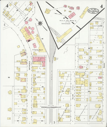 Sanborn Fire Insurance Map from Dillonvale, Jefferson County, Ohio (1924), Sheet #0004 - Historic Sanborn Fire Insurance Map Print, vintage old map wall art, antique decor, genealogy gift, Ohio Ohio map