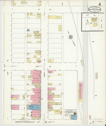 Sanborn Fire Insurance Map from South Pittsburg, Marion County, Tennessee (1913), Sheet #0004 - Complete Map Set gallery image, historic Sanborn map, vintage wall art, Tennessee Tennessee