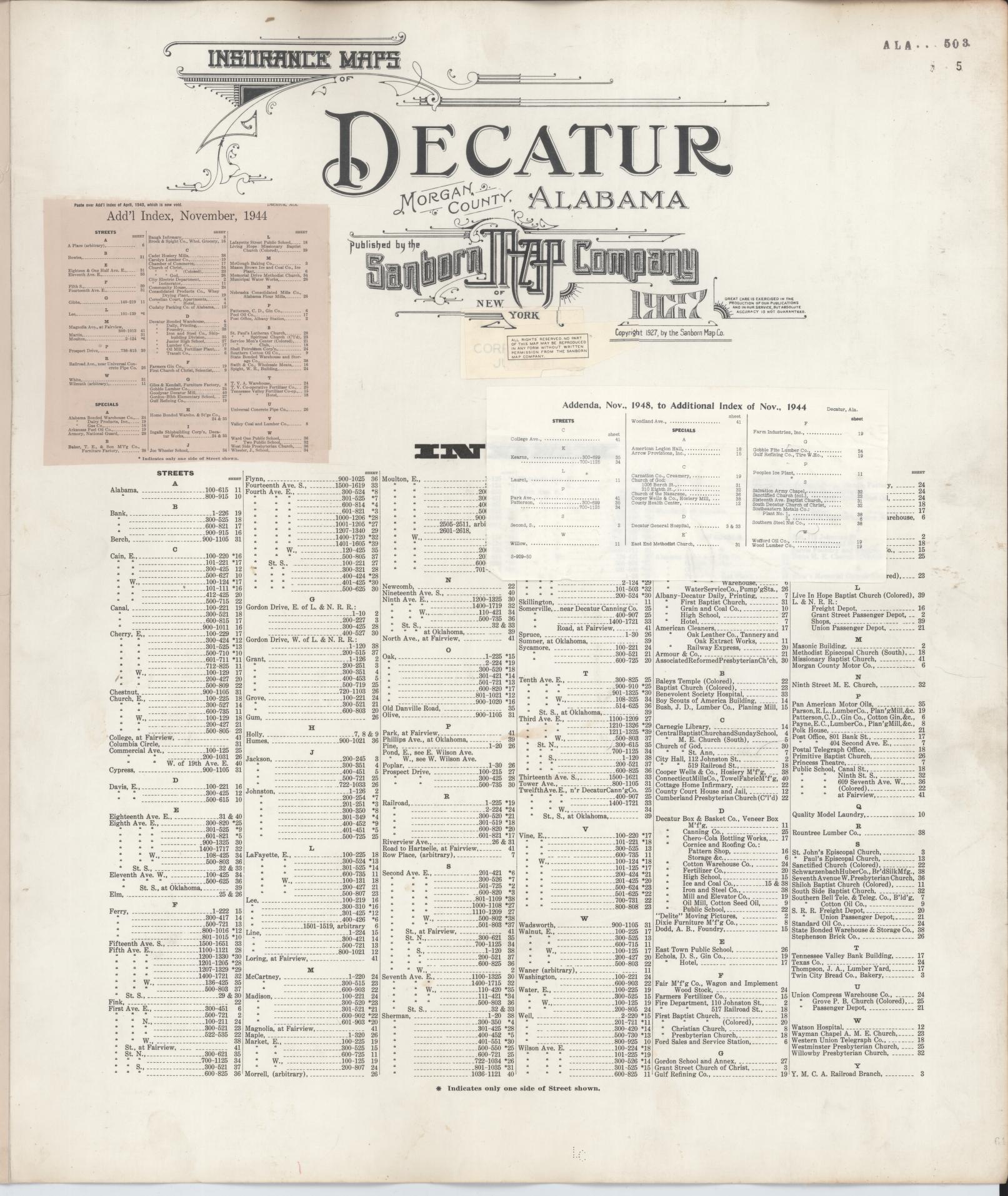 Sanborn Fire Insurance Map from Decatur, Morgan County, Alabama. (1948) – Historic Sanborn Fire Insurance Map Print