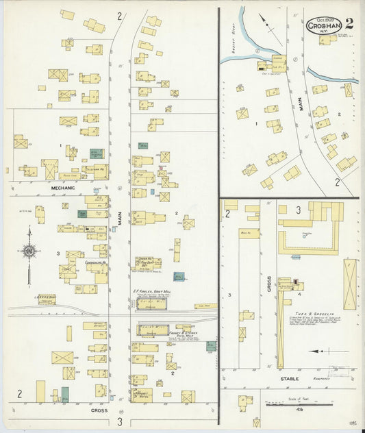 Sanborn Fire Insurance Map from Croghan, Lewis County, New York (1909), Sheet #0002 - Historic Sanborn Fire Insurance Map Print, vintage old map wall art, antique decor, genealogy gift, New York New York map
