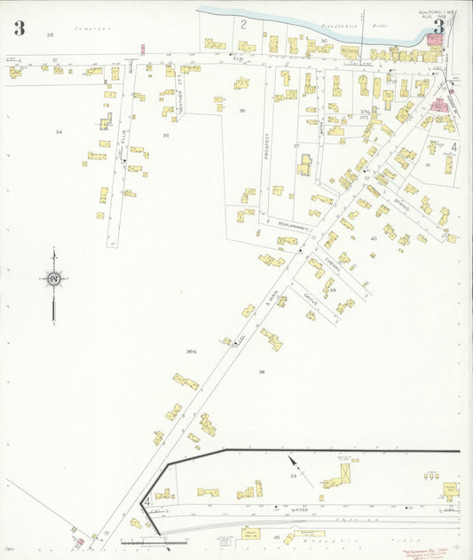 Sanborn Fire Insurance Map from Guilford, Piscataquis County, Maine (1933), Sheet #0003 - Historic Sanborn Fire Insurance Map Print, vintage old map wall art, antique decor, genealogy gift, Maine Maine map