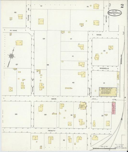 Sanborn Fire Insurance Map from Madisonville, Madison County, Texas (1914), Sheet #0002 - Historic Sanborn Fire Insurance Map Print, vintage old map wall art, antique decor, genealogy gift, Texas Texas map