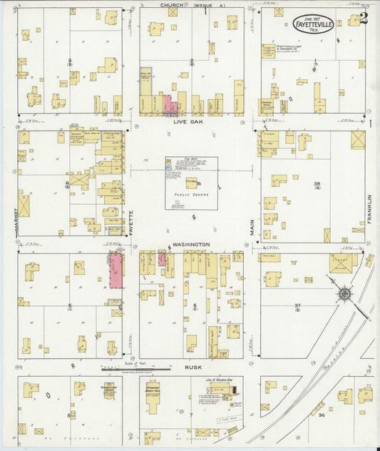 Sanborn Fire Insurance Map from Fayetteville, Fayette County, Texas (1917), Sheet #0002 - Historic Sanborn Fire Insurance Map Print, vintage old map wall art, antique decor, genealogy gift, Texas Texas map