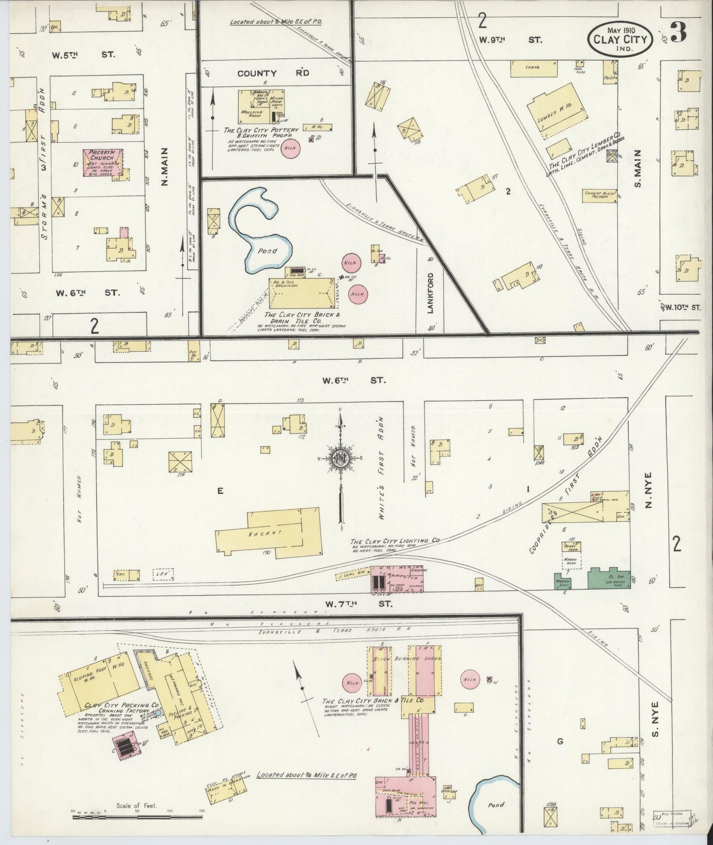 Sanborn Fire Insurance Map from Clay City, Clay County, Indiana (1910), Sheet #0003 - Complete Map Set gallery image, historic Sanborn map, vintage wall art, Indiana Indiana