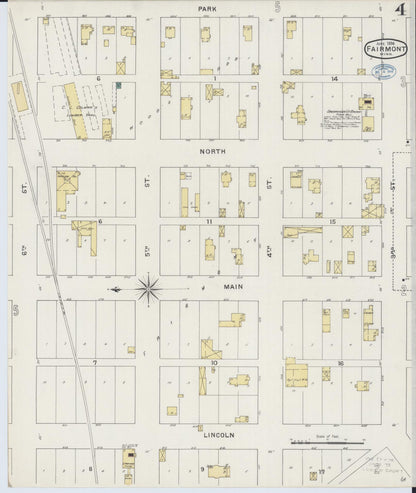 Sanborn Fire Insurance Map from Fairmont, Martin County, Minnesota (1894), Sheet #0004 - Historic Sanborn Fire Insurance Map Print, vintage old map wall art, antique decor, genealogy gift, Minnesota Minnesota map