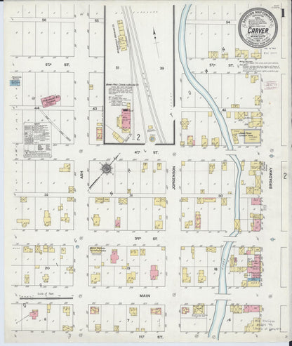 Sanborn Fire Insurance Map from Carver, Carver County, Minnesota (1911), Sheet #0001 - Historic Sanborn Fire Insurance Map Print, vintage old map wall art, antique decor, genealogy gift, Minnesota Minnesota map