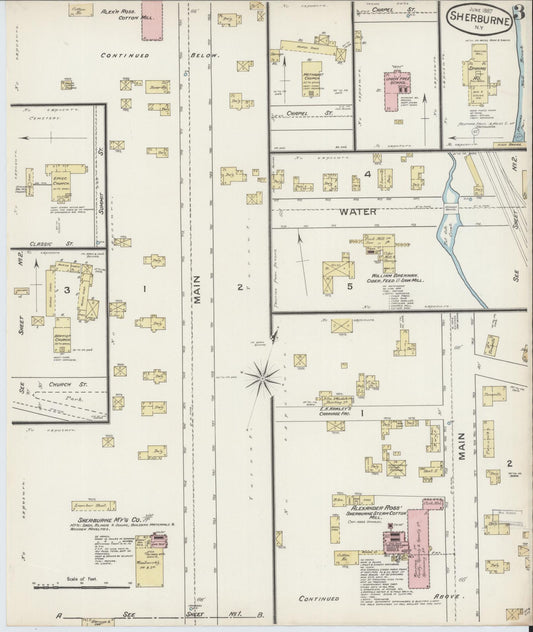 Sanborn Fire Insurance Map from Sherburne, Chenango County, New York (1887), Sheet #0003 - Historic Sanborn Fire Insurance Map Print, vintage old map wall art, antique decor, genealogy gift, New York New York map