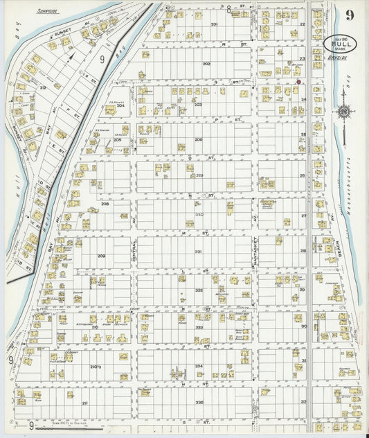 Sanborn Fire Insurance Map from Hull, Plymouth County, Massachusetts (1910), Sheet #0009 - Historic Sanborn Fire Insurance Map Print, vintage old map wall art, antique decor, genealogy gift, Massachusetts Massachusetts map