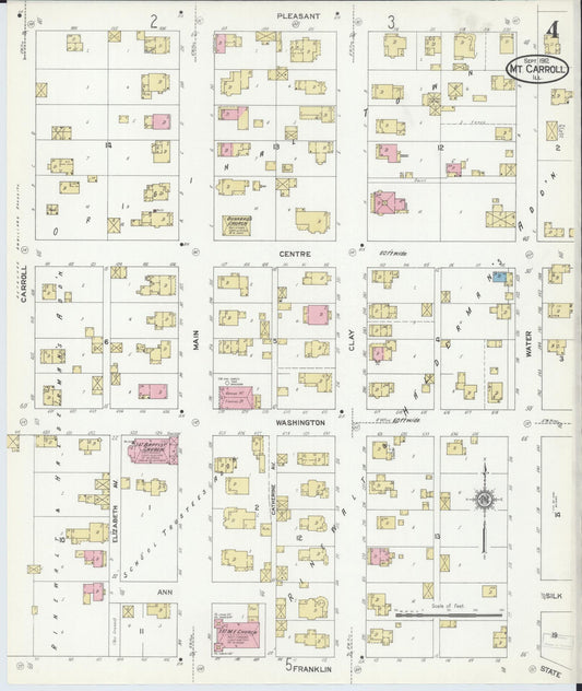 Sanborn Fire Insurance Map from Mount Carroll, Carroll County, Illinois (1912), Sheet #0004 - Historic Sanborn Fire Insurance Map Print, vintage old map wall art, antique decor, genealogy gift, Illinois Illinois map