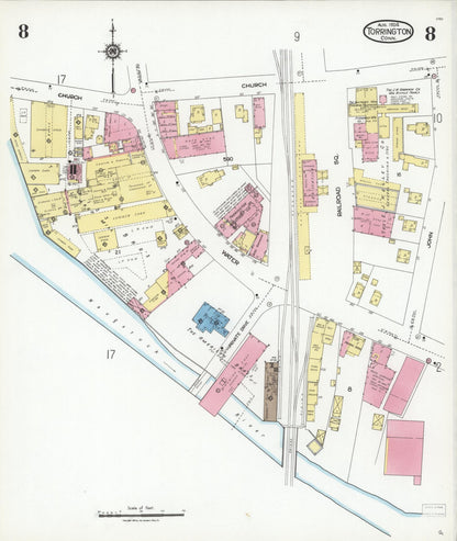 Sanborn Fire Insurance Map from Torrington, Litchfield County, Connecticut (1924), Sheet #0008 - Complete Map Set gallery image, historic Sanborn map, vintage wall art, Connecticut Connecticut