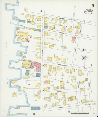 Sanborn Fire Insurance Map from Warren, Bristol County, Rhode Island (1903), Sheet #0006 - Complete Map Set gallery image, historic Sanborn map, vintage wall art, Rhode Island Rhode Island