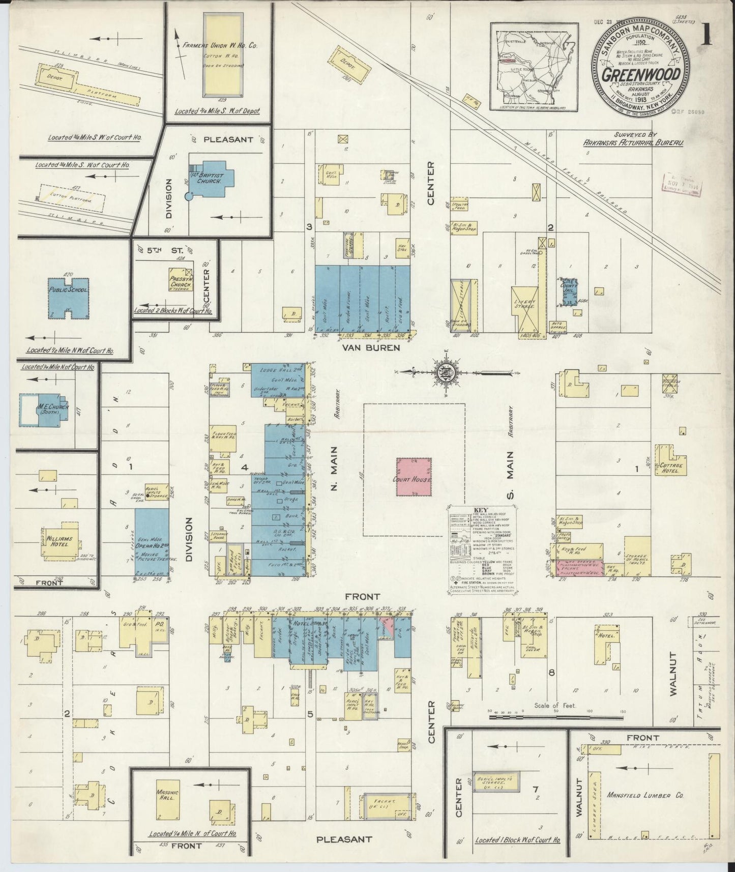 Sanborn Fire Insurance Map from Greenwood, Sebastian County, Arkansas. (1913) – Historic Sanborn Fire Insurance Map Print