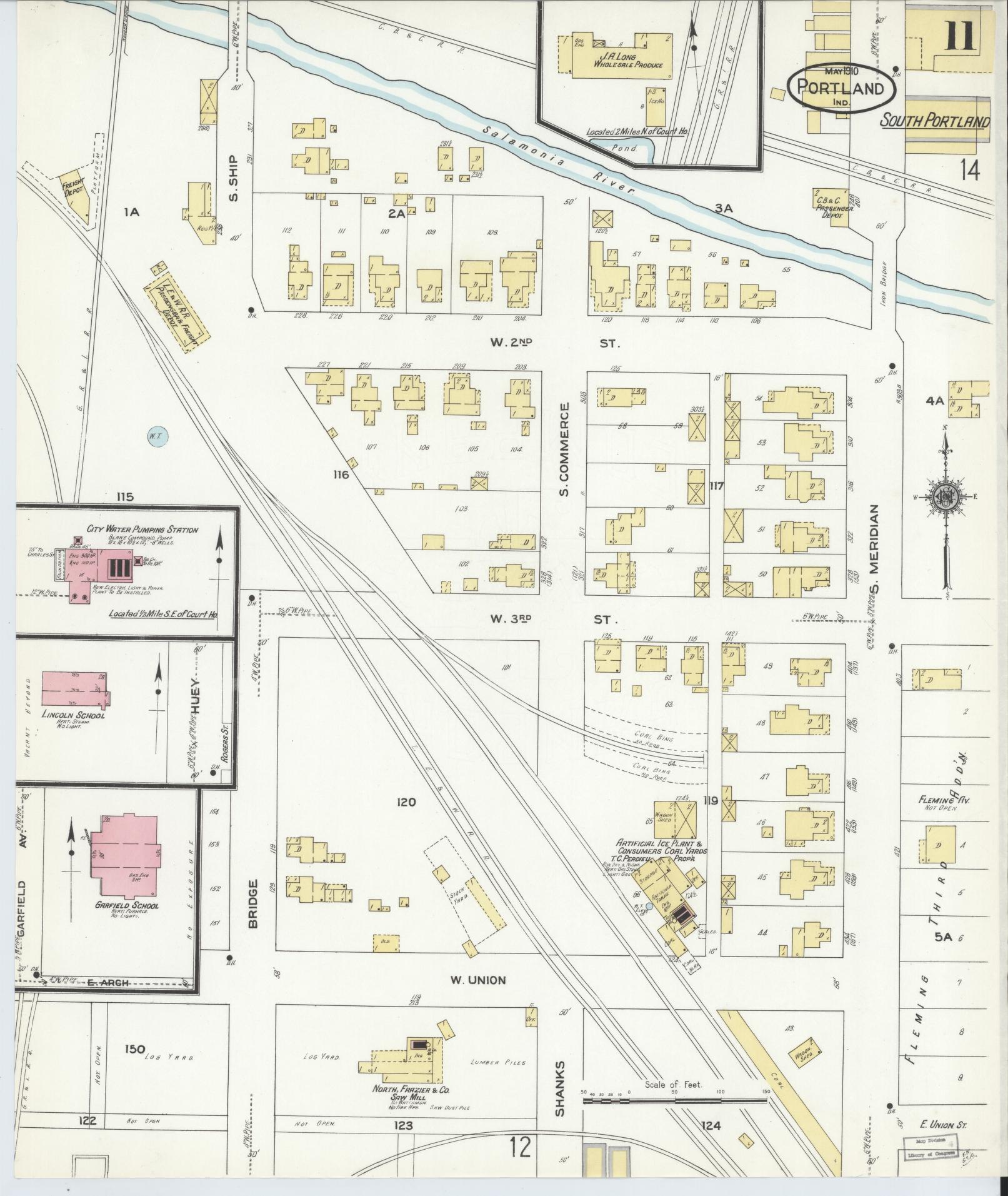 Sanborn Fire Insurance Map from Portland, Jay County, Indiana (1910), Sheet #0011 - Complete Map Set gallery image, historic Sanborn map, vintage wall art, Indiana Indiana