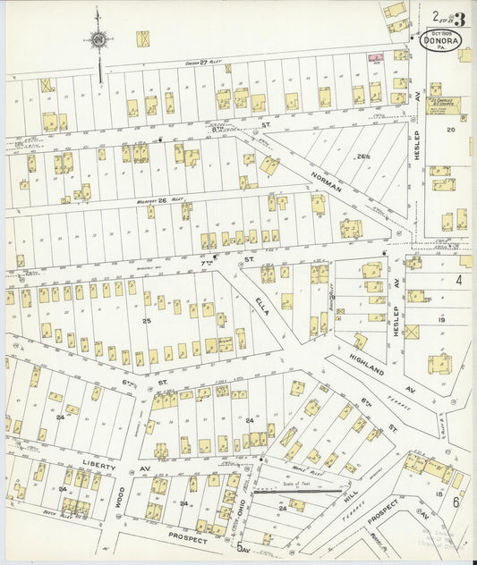 Sanborn Fire Insurance Map from Donora, Washington County, Pennsylvania (1909), Sheet #0003 - Historic Sanborn Fire Insurance Map Print, vintage old map wall art, antique decor, genealogy gift, Pennsylvania Pennsylvania map