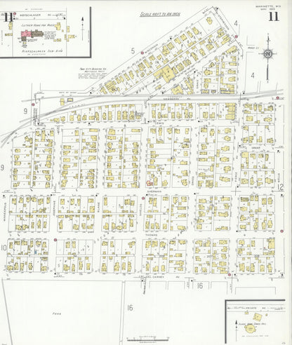 Sanborn Fire Insurance Map from Marinette, Marinette County, Wisconsin (1935), Sheet #0011 - Historic Sanborn Fire Insurance Map Print, vintage old map wall art, antique decor, genealogy gift, Wisconsin Wisconsin map