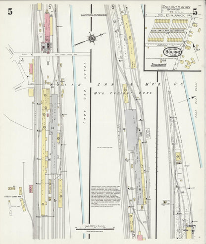 Sanborn Fire Insurance Map from Bourne, Barnstable County, Massachusetts (1924), Sheet #0005 - Complete Map Set gallery image, historic Sanborn map, vintage wall art, Massachusetts Massachusetts